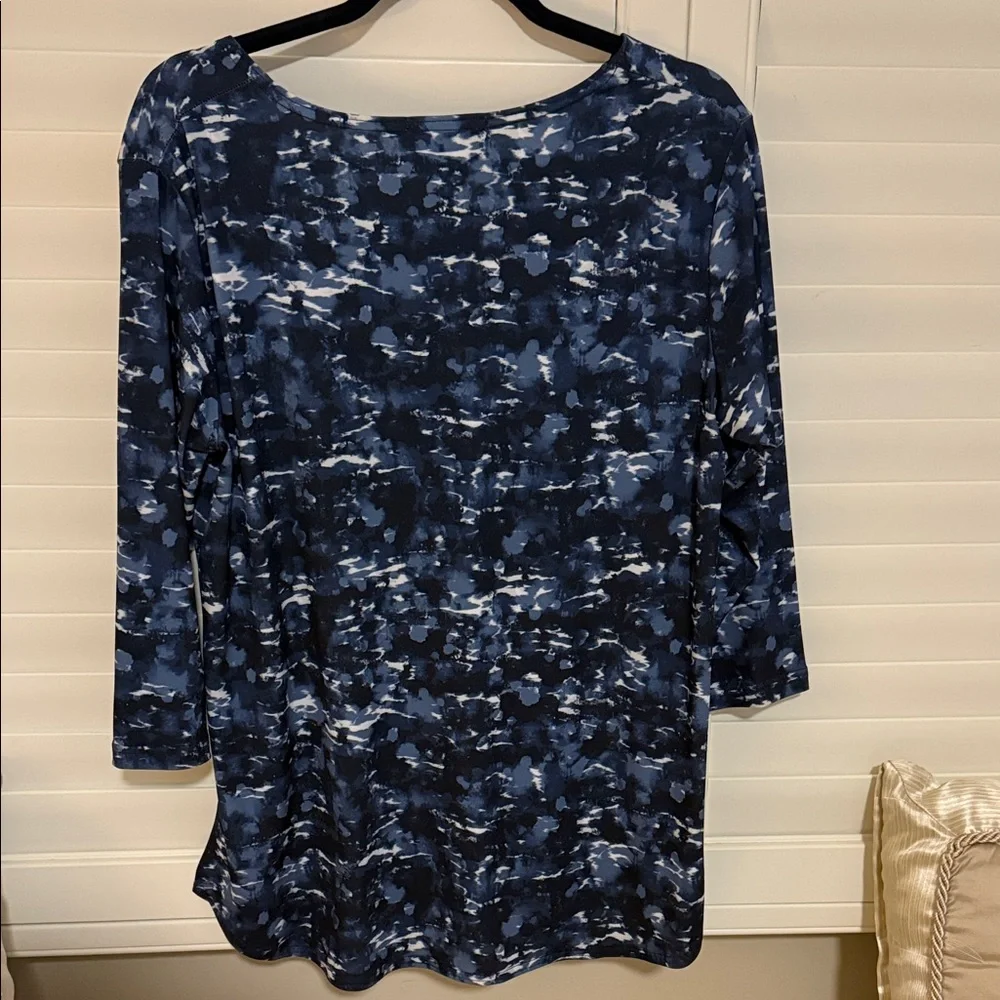 Sympli Blue Patterned Long Sleeve Top - Picture 3 of 5